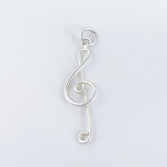 Vintage Sterling Silver 925 Treble Clef Music Note Pendant - Picture 2 of 6